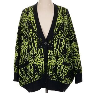 Dressed in LALA Black and Neon Green Astronaut Cardigan